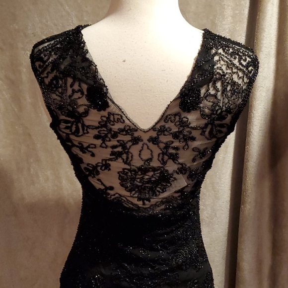 Verty Vintage Black Beaded Mermaid Dress Flapper S - Picture 5 of 8